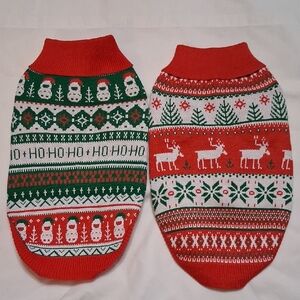 2 Festive Christmas Dog Sweaters, Snowmen, Reindeer, Sz S, New In Bag